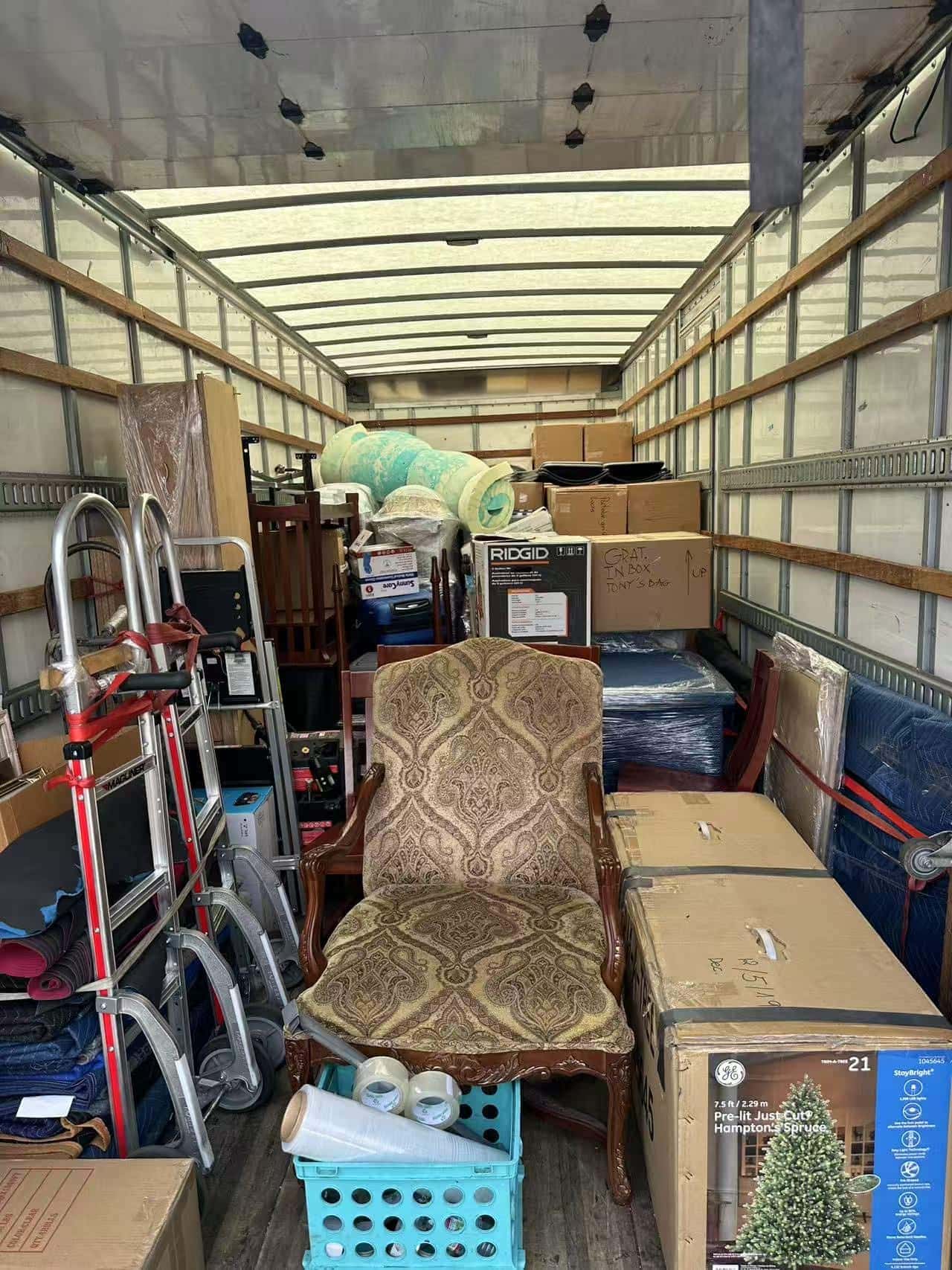 Items loaded in the truck