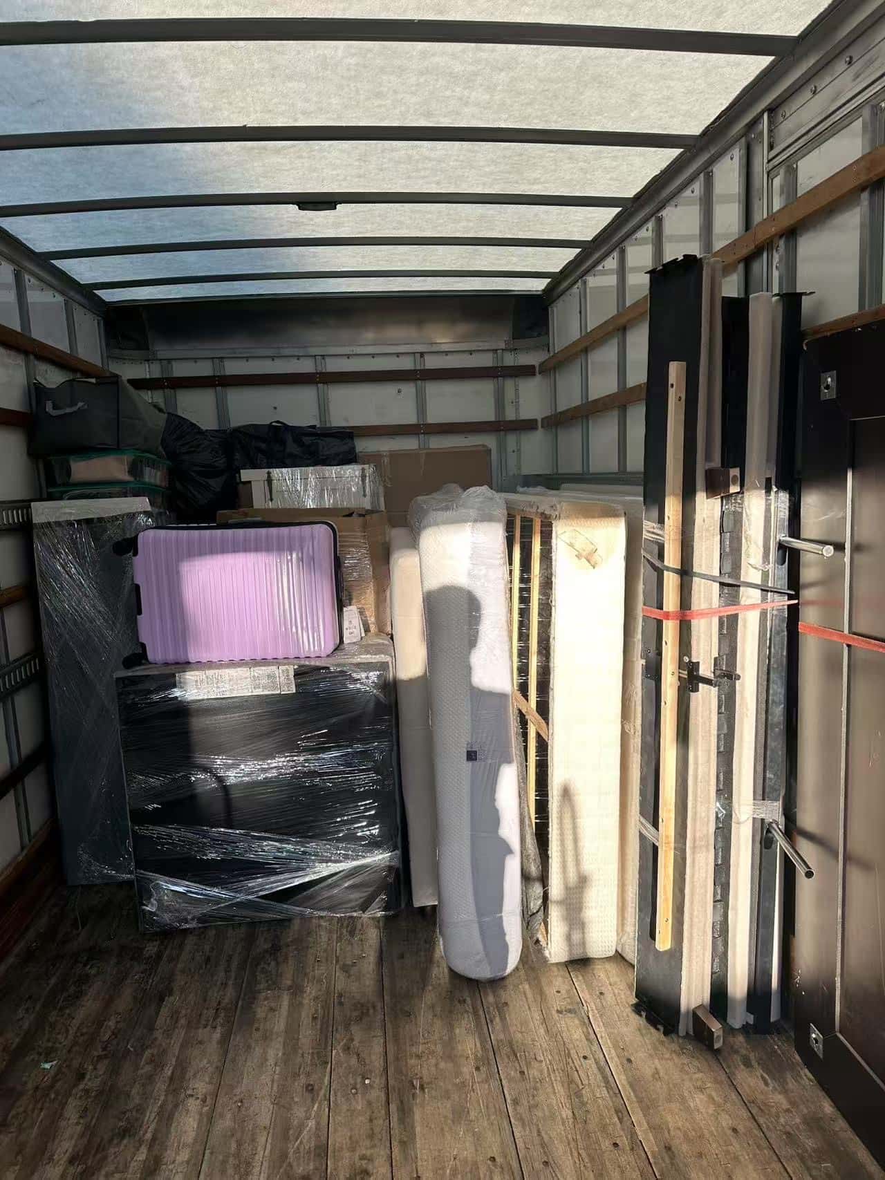 Truck with loaded items